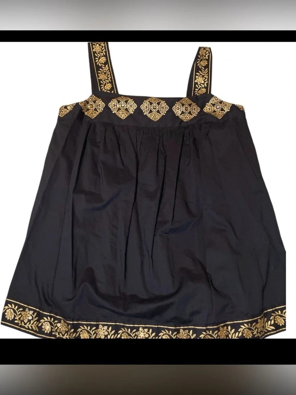Michael Kors Black and Gold Embellished Top